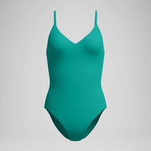 Load image into Gallery viewer, Teal speedo v neck swimsuit.