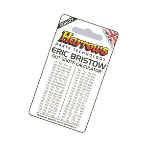 Harrows Eric Bristow Out Shots Calculator Card